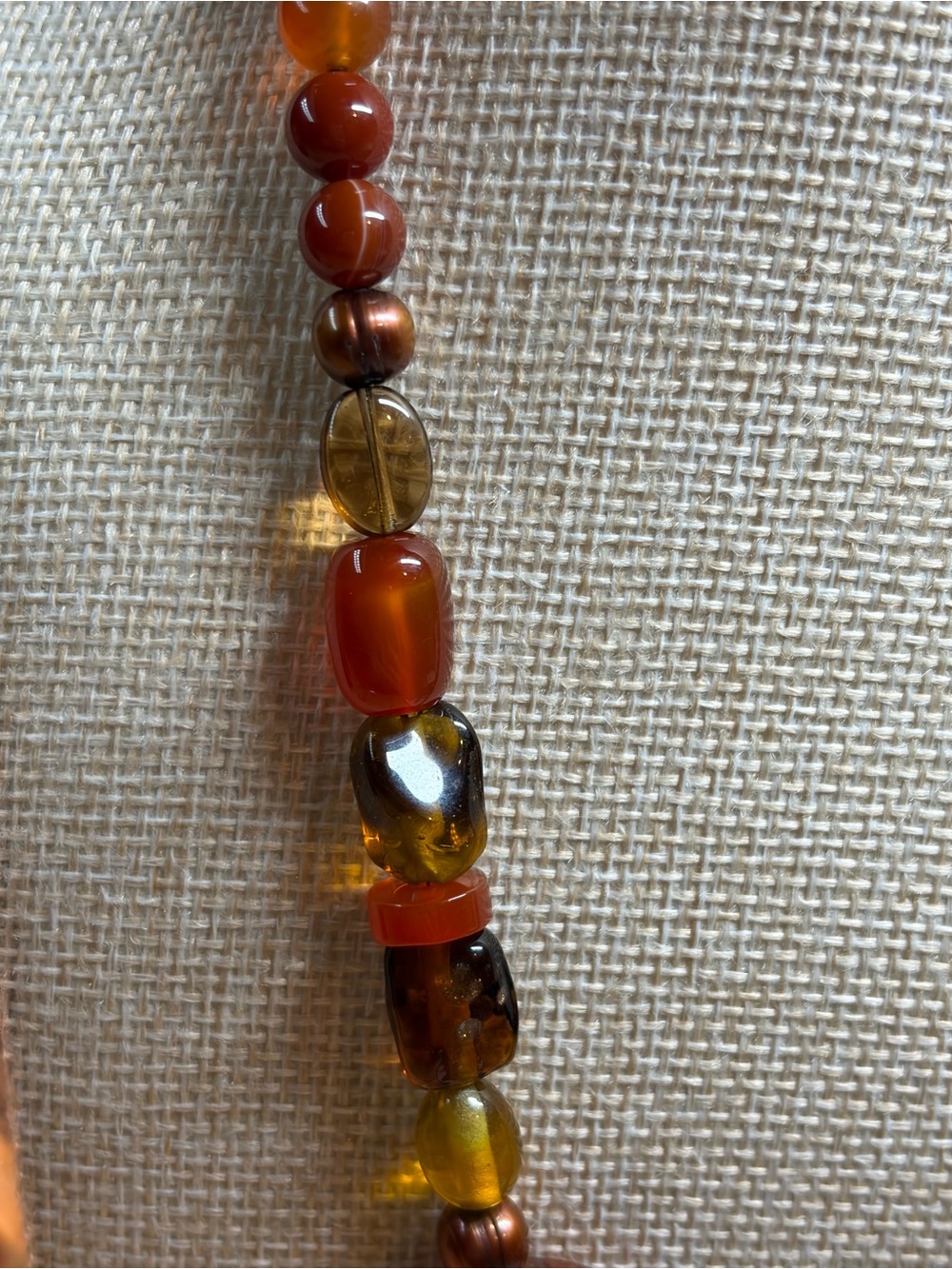 "Fireside Agate" Stone and Glass Necklace - Picture 5 of 7